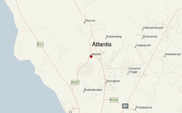 zemljevid atlantis Cape Town