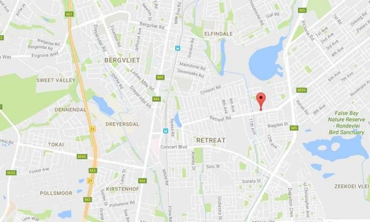 zemljevid bergvliet Cape Town