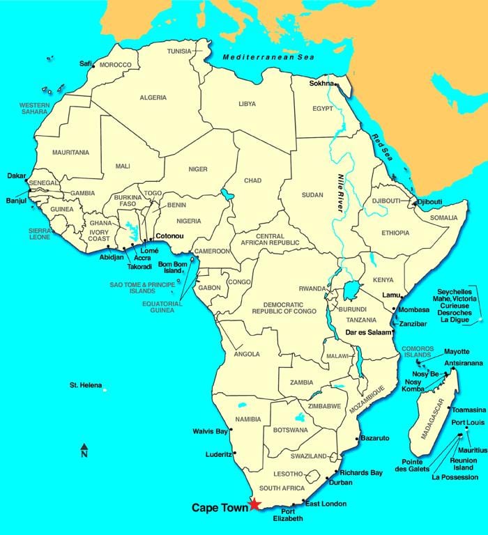 cape afrike zemljevid