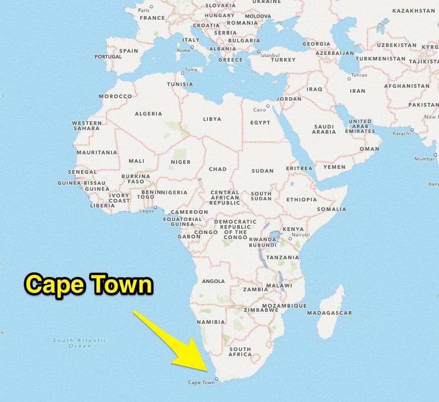 Cape Town city zemljevid Južna Afrika