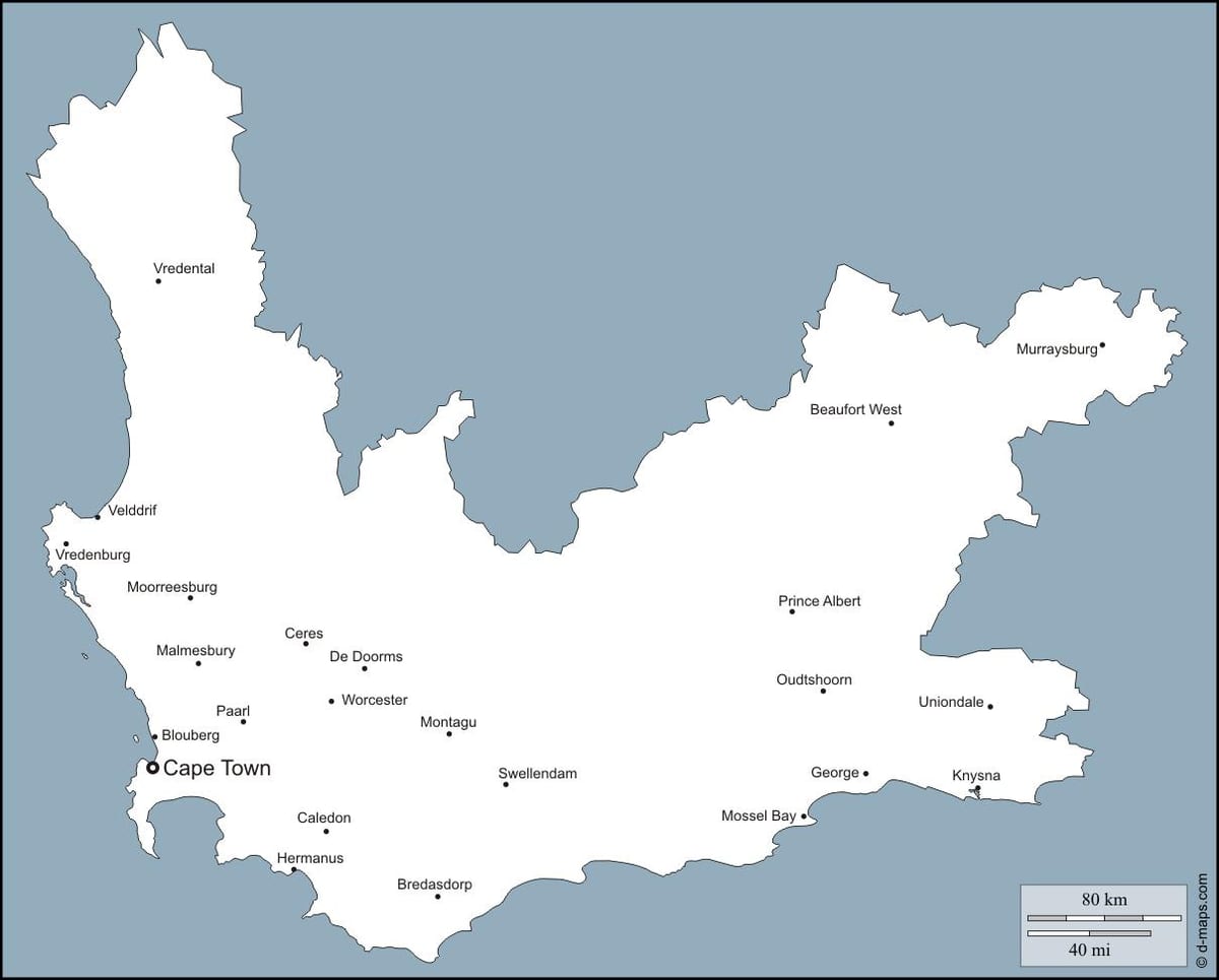 prazen zemljevid Cape Town