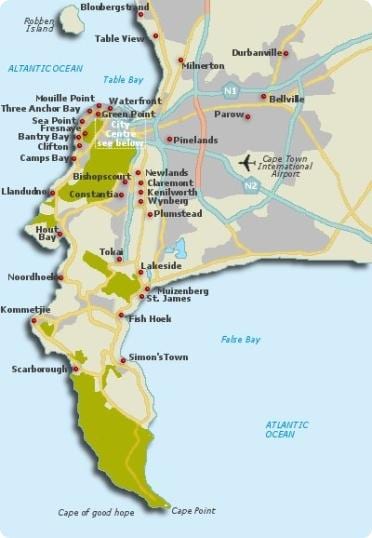 Cape Town soseskah zemljevid