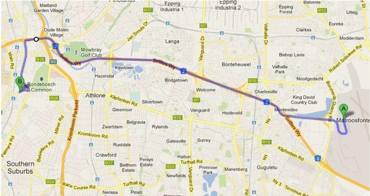 zemljevid crawford Cape Town