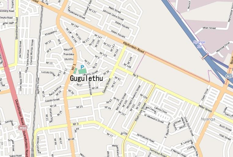 zemljevid gugulethu Cape Town