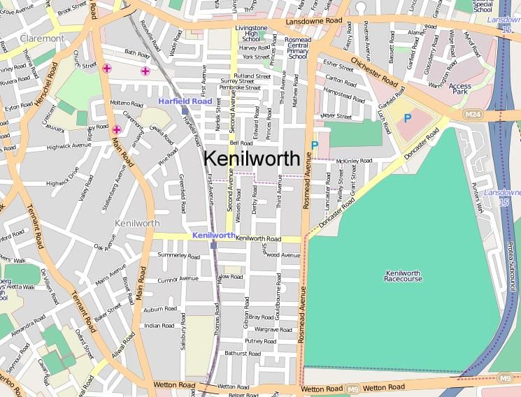 zemljevid kenilworth Cape Town