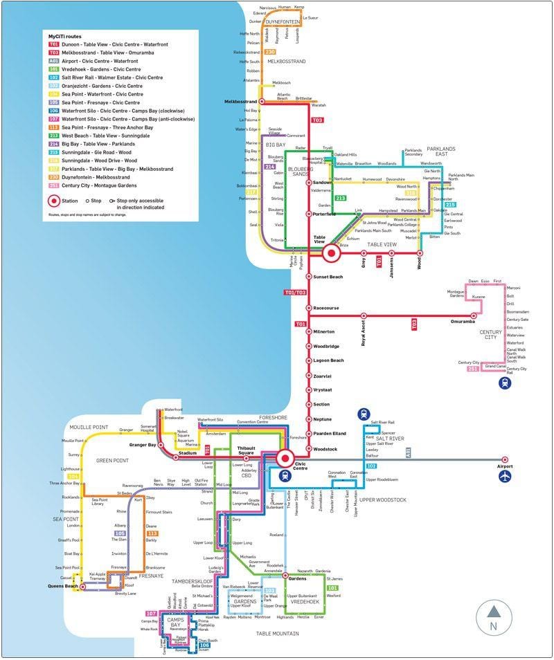 myciti avtobus poti zemljevid