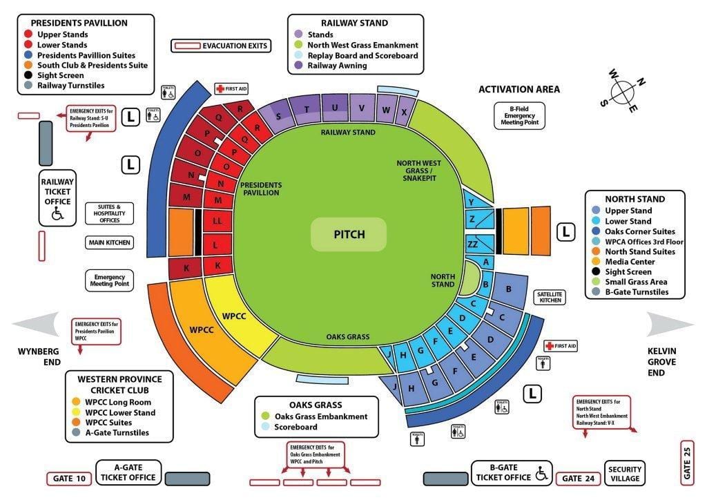 newlands kriket stadion zemljevid