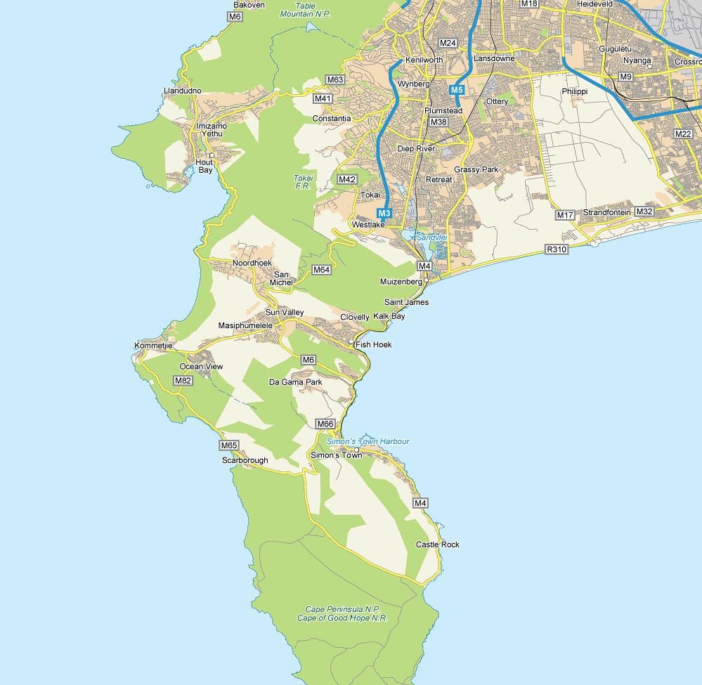 zemljevid ribe hoek Južna Afrika
