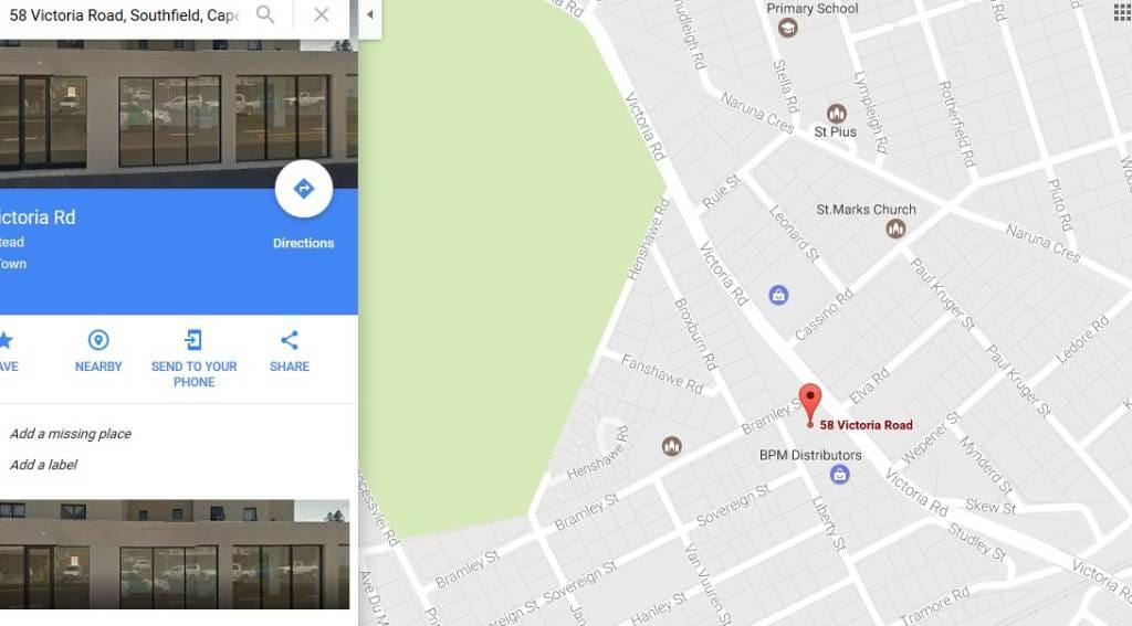 zemljevid southfield Cape Town