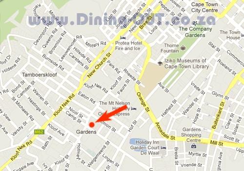 zemljevid vrtovi nakupovalnega središča Cape Town