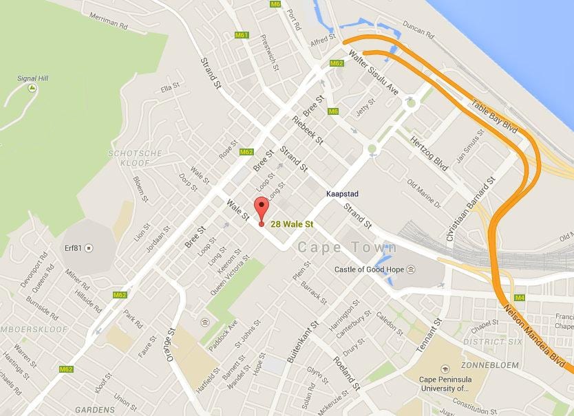 zemljevid wale ulica Cape Town