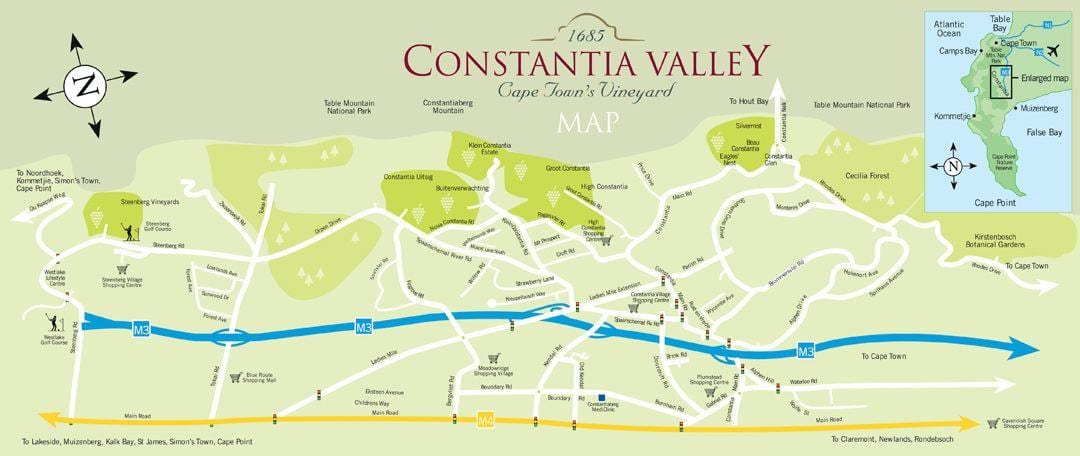zemljevid constantia Cape Town