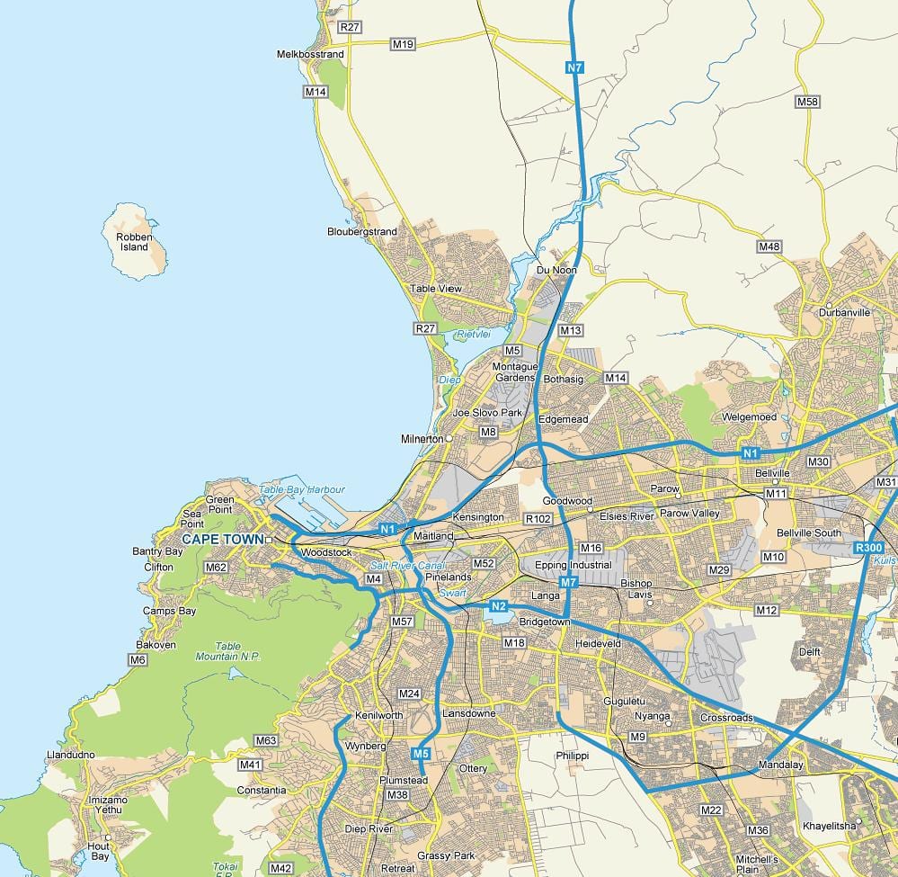 zemljevid milnerton in obrobe