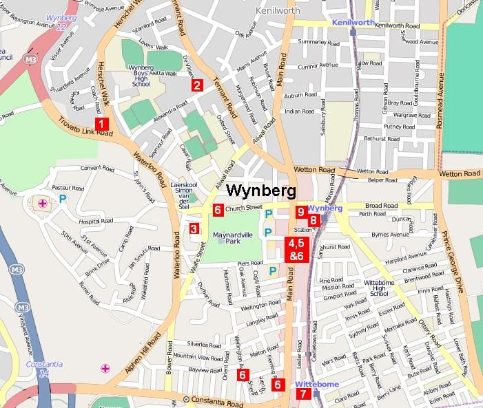  zemljevid wynberg Cape Town