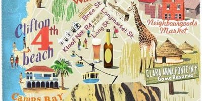 Zemljevid štirih znamenitosti na zemljevidu Cape Town