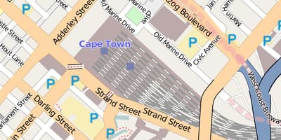 Zemljevid barack ulica Cape Town
