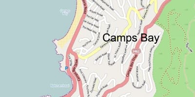 Zemljevid camps bay Cape Town