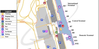 Cape Town mednarodno letališče zemljevid