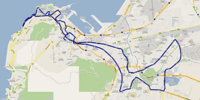 Zemljevid Cape Town maraton pot 