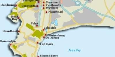Cape Town soseskah zemljevid