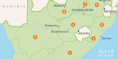 Cape Town v Južni Afriki na zemljevidu