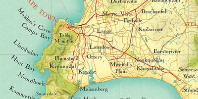 Cape Town zemljevid z lokacijo