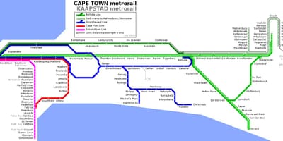 Cape Town železniškega zemljevid
