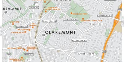 Zemljevid claremont Cape Town