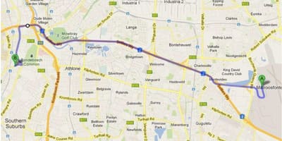 Zemljevid crawford Cape Town
