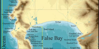 Zemljevid false bay Cape Town