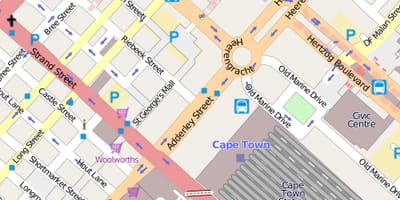 Zemljevid heerengracht ulica Cape Town