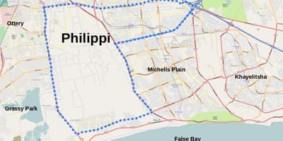 Zemljevid philippi Cape Town