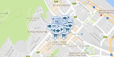 Zemljevid shortmarket ulica Cape Town