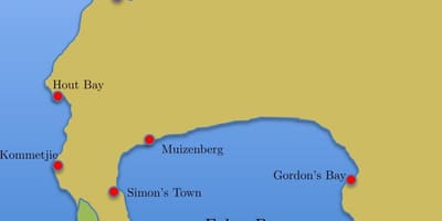 Zemljevid simon ' s town, Južna Afrika