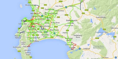 Zemljevid vlaken zemljevid Cape Town