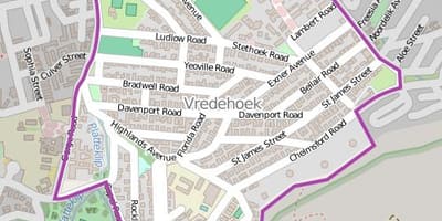 Zemljevid vredehoek Cape Town