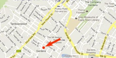 Zemljevid vrtovi nakupovalnega središča Cape Town