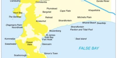Zemljevid cape peninsula Južna Afrika