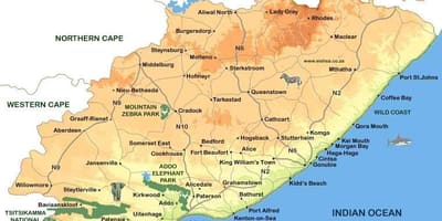 Zemljevid vzhodni Cape Mest