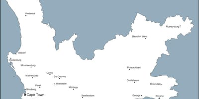 Zemljevid western Cape Mest