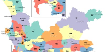 Zemljevid western cape predmestje